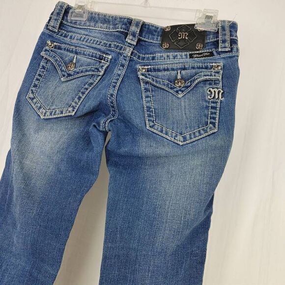 Miss Me Womens Crop Jeans Blue Denim Distressed Thick Stitches Size 27 - EUC!. J - Picture 5 of 7